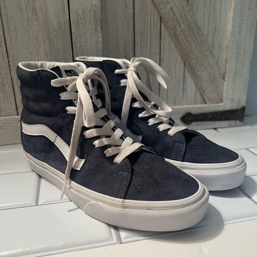Vans High-Top Sneakers - Dark Blue and White